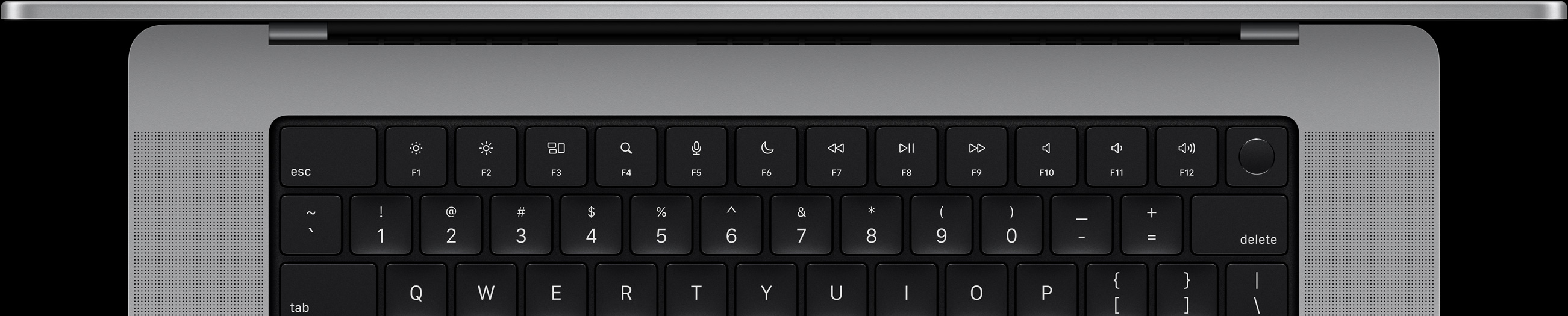Et Mac-tastatur set oppefra.