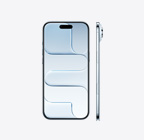 iPhone Air, djupblå framsida, Dynamic Island överst i mitten, sidan, mycket tunn profil, sidoknapp, kamerareglage