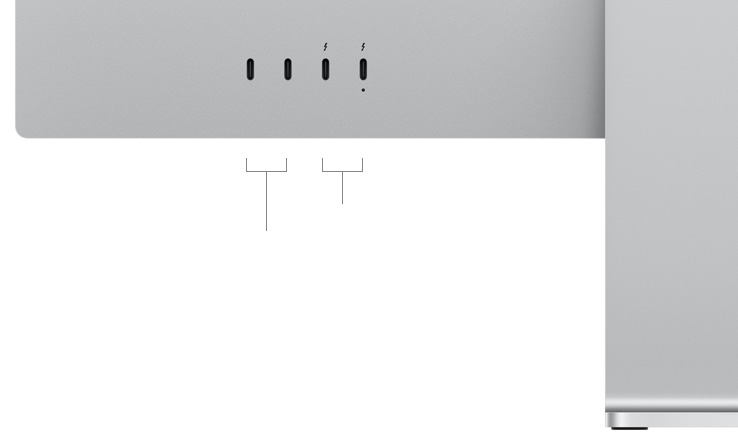 Back view of Studio Display, showing two USB‑C ports and two Thunderbolt 5 ports